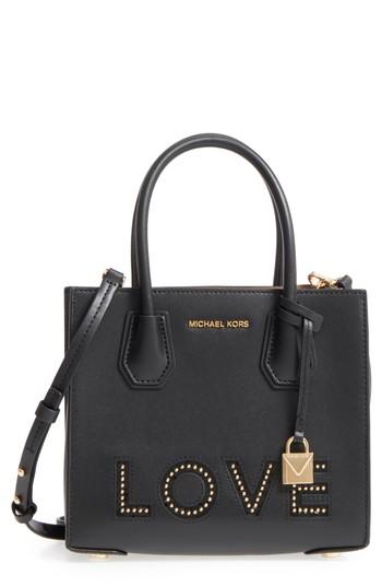 Michael Michael Kors Medium Mercer Messenger Leather Tote - Black