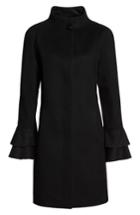 Women's Trina Turk Sara Ruffle Cuff Wool Blend Coat