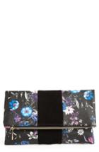 Bp. Tonal Floral Print Foldover Clutch - Black