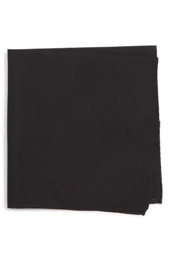 Men's Nordstrom Men's Shop Solid Cotton & Silk Pocket Square, Size - Black