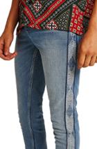 Men's Topman Side Stitched Stretch Skinny Jeans R - Blue