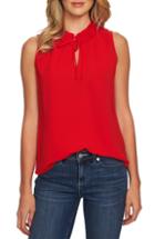 Women's Cece Ruffle Detail Tie Neck Sleeveless Blouse, Size - Red