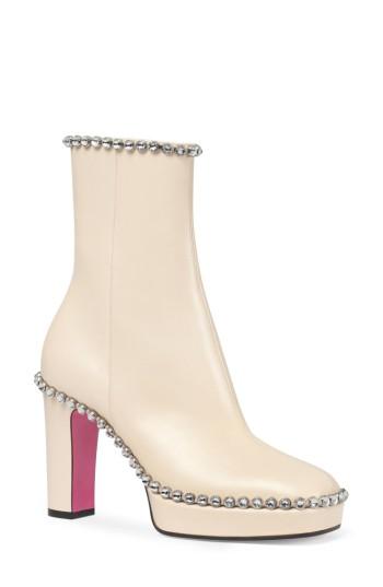 Women's Gucci Olimpia Crystal Embellished Platform Boot Us / 37eu - White