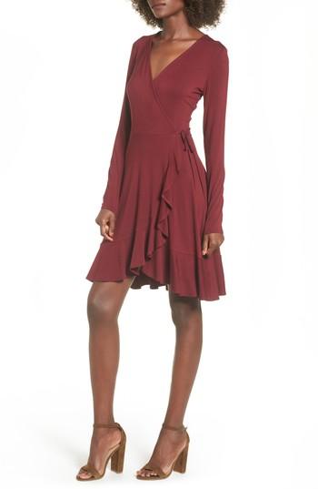 Women's Soprano Ruffle Wrap Dress - Red
