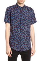 Men's The Rail Leopard Print Rayon Shirt - Grey