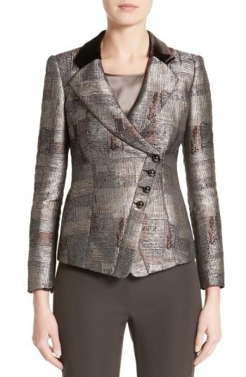 Women's Armani Collezioni Panel Jacquard Asymmetrical Jacket