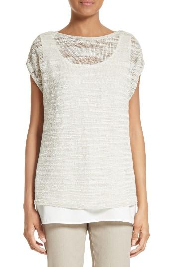 Women's Lafayette 148 New York Relaxed Bateau Neck Sweater With Tank