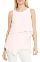 Petite Women's Vince Camuto Tiered Asymmetrical Blouse, Size P - Pink