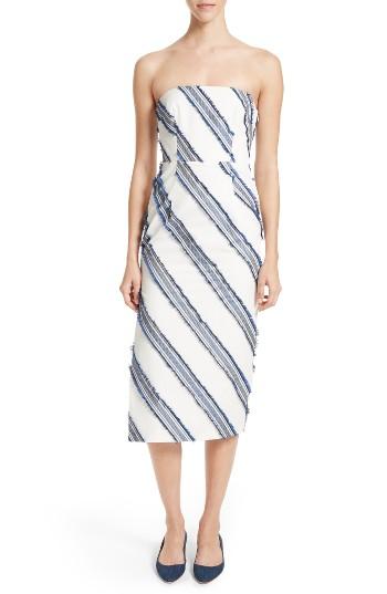 Women's Milly Adeline Diagonal Stripe Strapless Sheath Dress