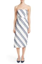 Women's Milly Adeline Diagonal Stripe Strapless Sheath Dress