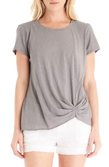 Women's Michael Stars Pleat Front Crewneck Tee, Size - Grey