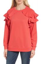 Petite Women's Halogen Ruffle Sweatshirt, Size P - Pink