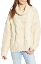 Women's Moon River Cable Knit Turtleneck Sweater - Ivory