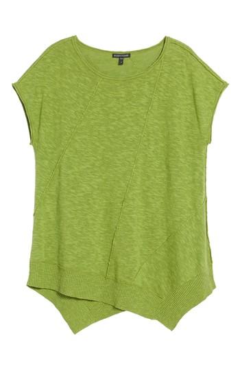 Women's Eileen Fisher Cap Sleeve Organic Linen & Cotton Scoop Neck Top, Size - Green