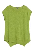 Women's Eileen Fisher Cap Sleeve Organic Linen & Cotton Scoop Neck Top, Size - Green