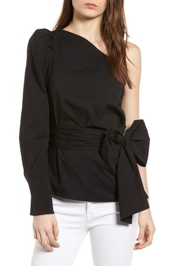 Women's Bishop + Young Belted One-shoulder Blouse - Black