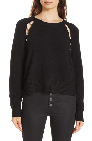 Women's Alice + Olivia Jolynn Slit Raglan Sweater - Black