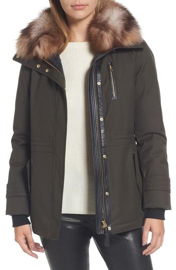 Women's Mackage Genuine Fox Fur Collar Down Parka - Green