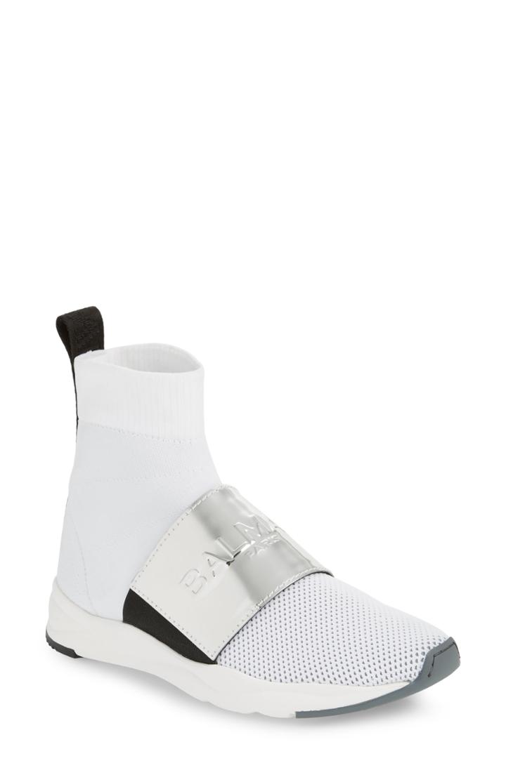 Women's Balmain Cameron Knit Sneaker Boot Us / 35eu - White