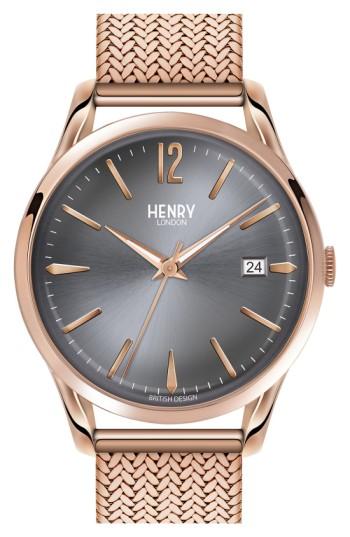 Women's Henry London 'finchley' Analog Mesh Strap Watch, 38mm