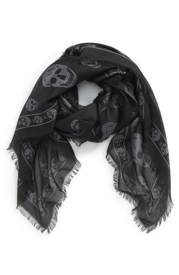Men's Alexander Mcqueen Skull Print Modal & Silk Scarf, Size - Beige