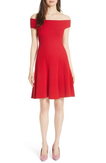Women's Kate Spade New York Off The Shoulder Sweater Dress, Size - Red