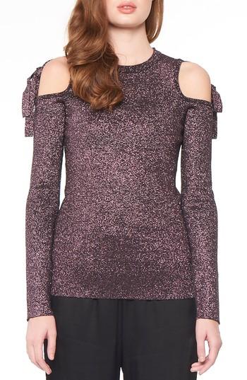 Women's Willow & Clay Metallic Cold Shoulder Top - Purple