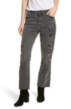 Women's Free People Embroidered Crop Girlfriend Jeans - Grey