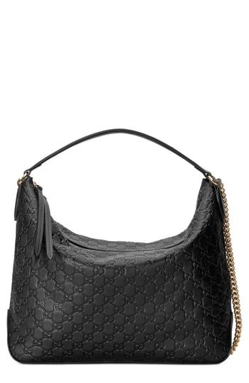 Gucci Medium Padlock Leather Hobo - Black