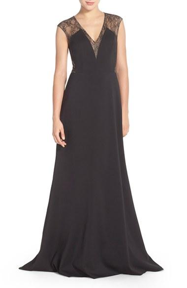 Women's Aidan By Aidan Mattox Lace & Crepe Gown