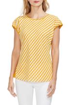 Women's Anne Klein Gingham Front Cap Sleeve Top, Size - Yellow