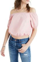 Women's Madewell Off The Shoulder Poplin Blouse, Size - Pink
