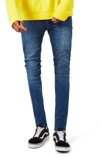 Men's Topman Super Spray On Skinny Fit Jeans X 34 - Blue