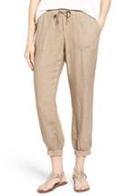 Women's Caslon Crop Linen Joggers - Beige