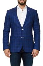 Men's Maceoo Descarte Windowpane Sport Coat (l) - Blue