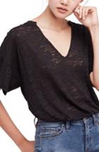 Women's Free People Maddie Burnout Tee, Size - Black
