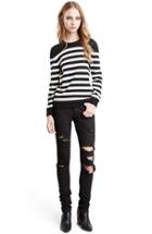 Women's Saint Laurent Stripe Cashmere Sweater - Black