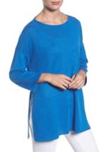 Women's Eileen Fisher Side Tie Organic Linen Sweater - Blue