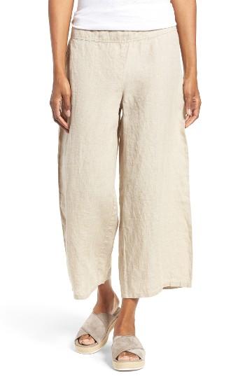 Women's Eileen Fisher Organic Linen Crop Wide Leg Pants - White