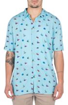 Men's Barney Cools Holiday Fish Print Shirt, Size - Blue