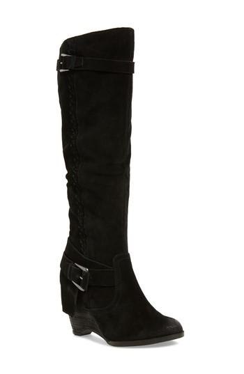 Women's Naugty Monkey Double Up Knee-high Wedge Boot .5 M - Black
