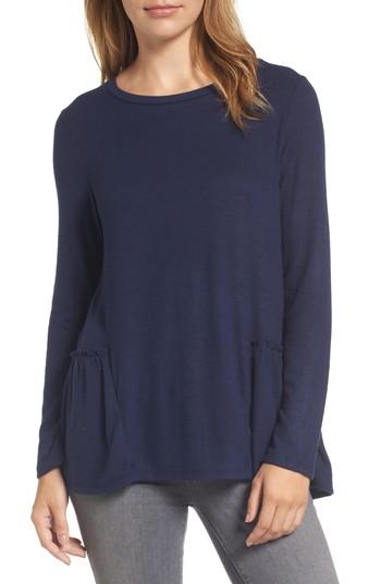 Women's Caslon Cozy Back Peplum Top, Size - Blue