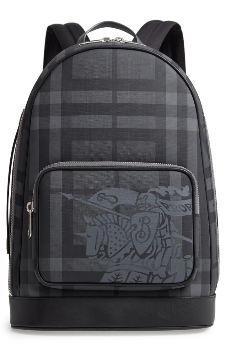 Men's Burberry Rocco London Check Backpack - Black