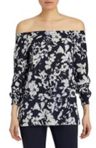 Women's Lafayette 148 New York Raelyn Augusto Impression Crepe Blouse - Blue