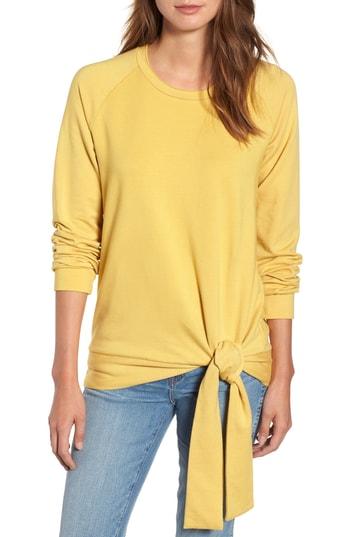 Women's Caslon Tie Knot Sweatshirt, Size - Yellow