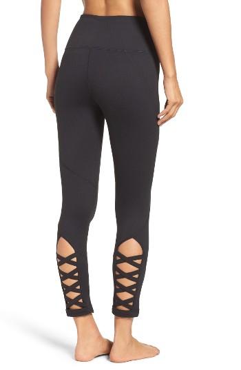 Women's Zella High Waist Lattice Midi Leggings - Black