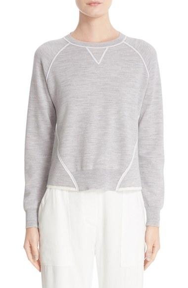 Women's Adam Lippes Contrast Detail Merino Wool Sweatshirt