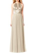 Women's After Six Satin & Chiffon Gown - Beige