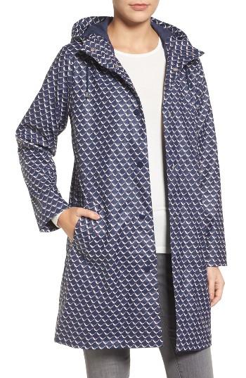 Women's Joules Right As Rain Longline Waterproof Hooded Coat - Blue