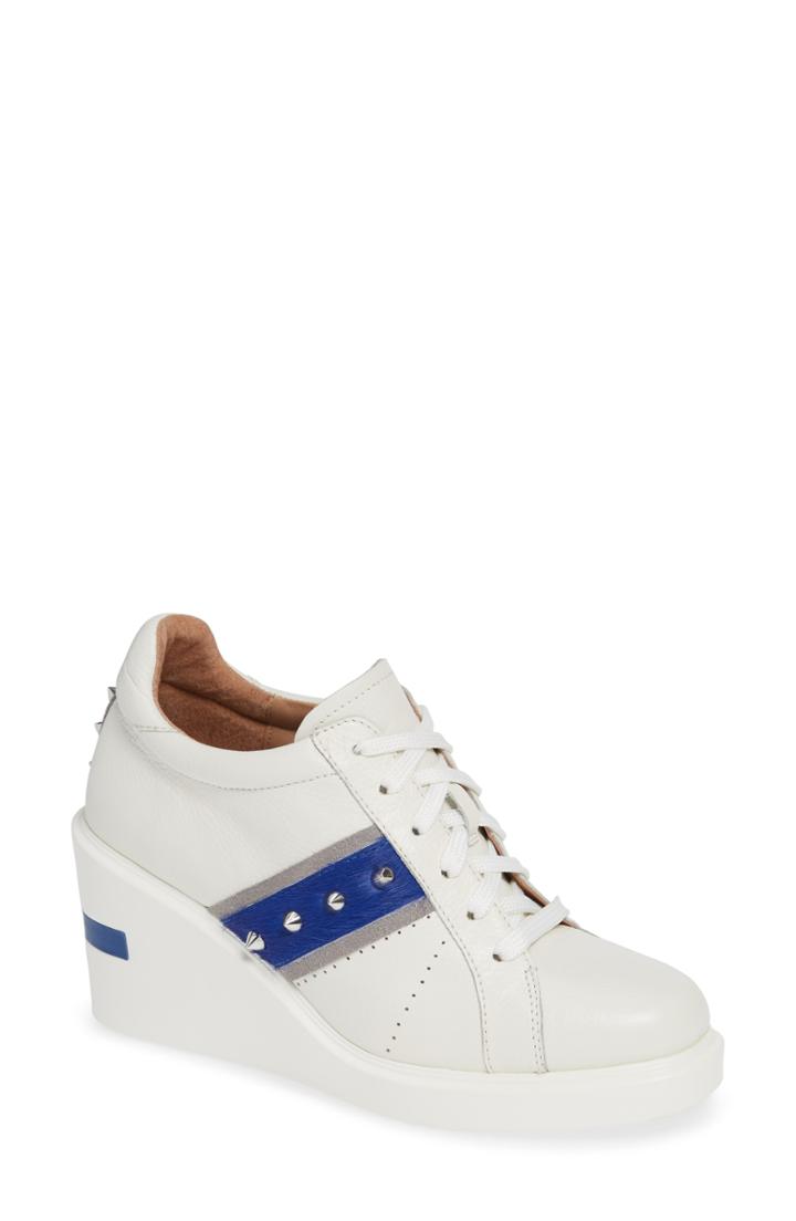 Women's Linea Paolo Kesha Studded Wedge Sneaker .5 M - White